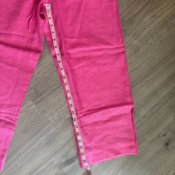 Sutton Studio 100% Linen Capris Sz S Pink Drawstring Bloomingdales Easter Spring - Picture 5 of 7